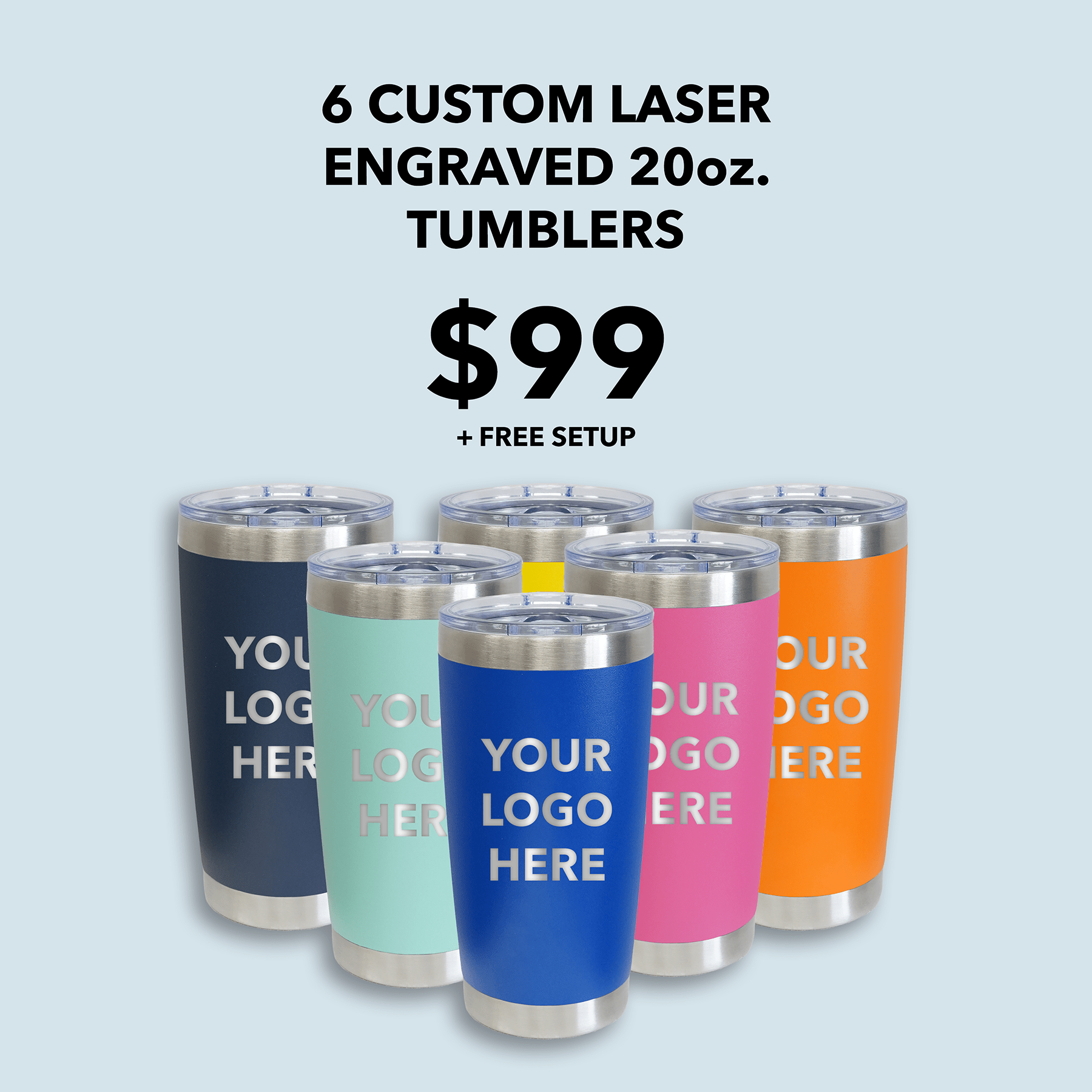 (6 Pieces) Laser Engraved Tumbler | 20 oz - JL Franklins
