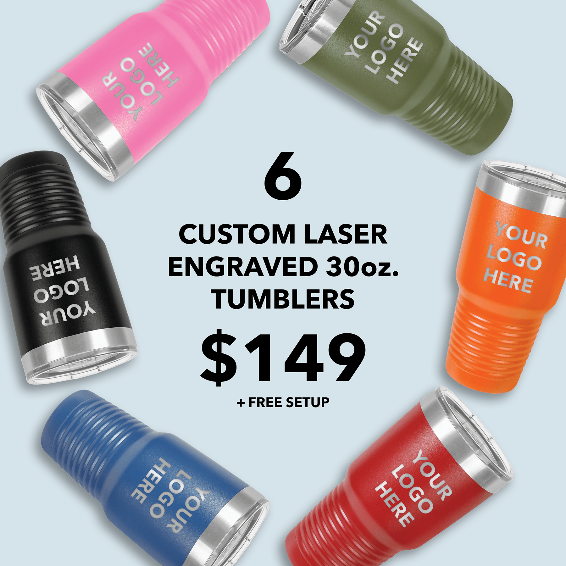 (6 Pieces) Laser Engraved Tumbler | 30 oz - JL Franklins