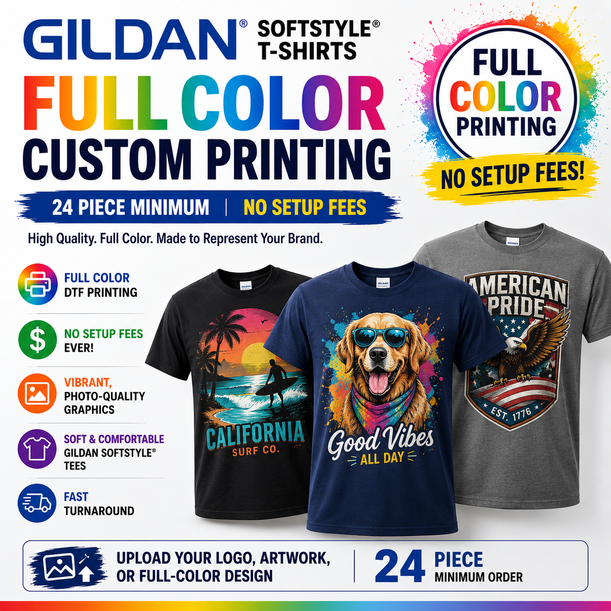 (24 Pieces *Full Color*) Gildan Heavy Cotton™ T-Shirt - 5000 Package