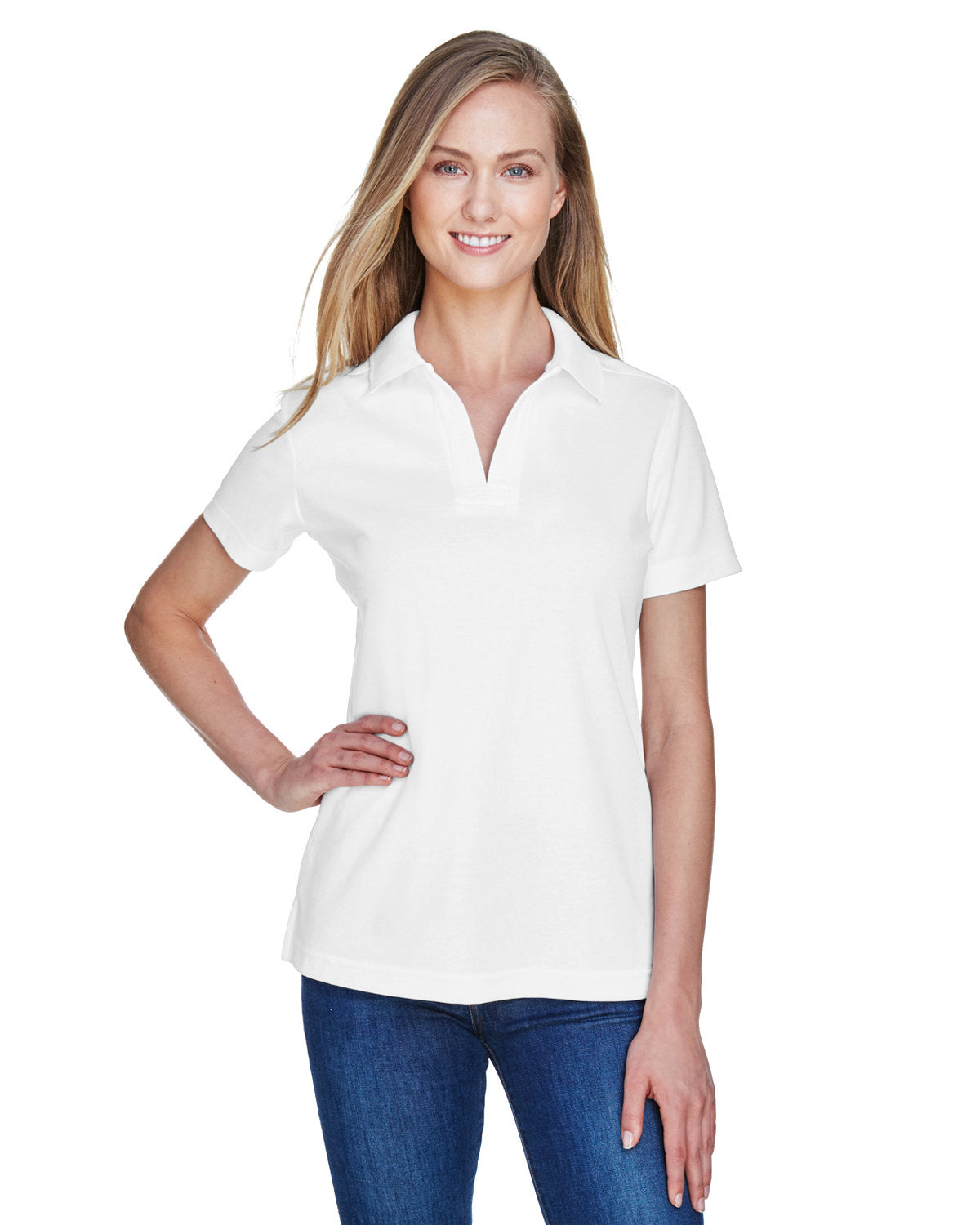 Devon & Jones Ladies CrownLux Performance Plaited Polo
