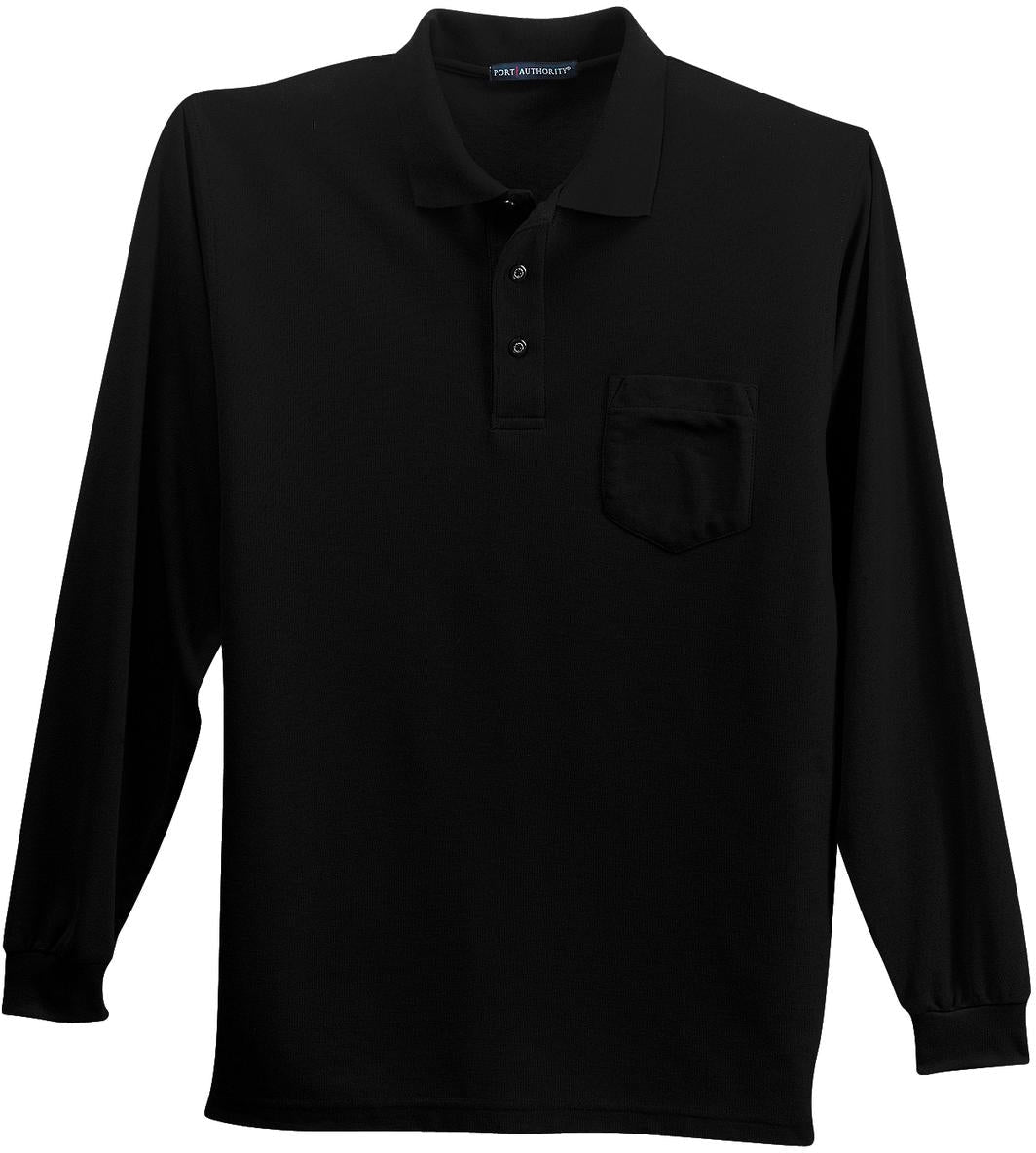 Port Authority Long Sleeve Silk Touch Polo with Pocket