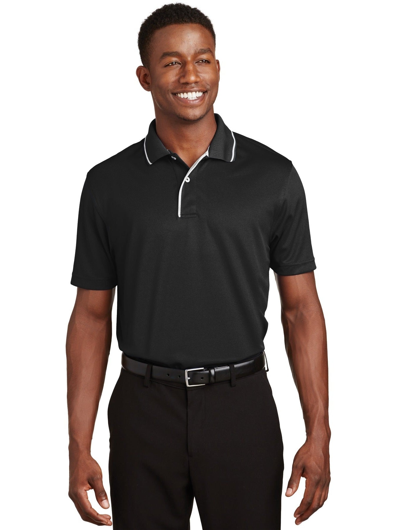 Sport-Tek Dri-Mesh Polo with Tipped Collar and Piping