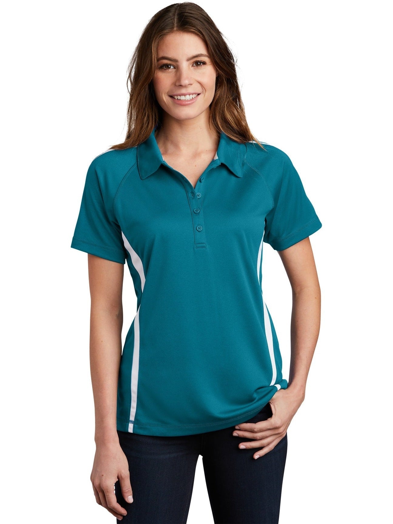 Sport-Tek Ladies Micro-Mesh Colorblock Polo