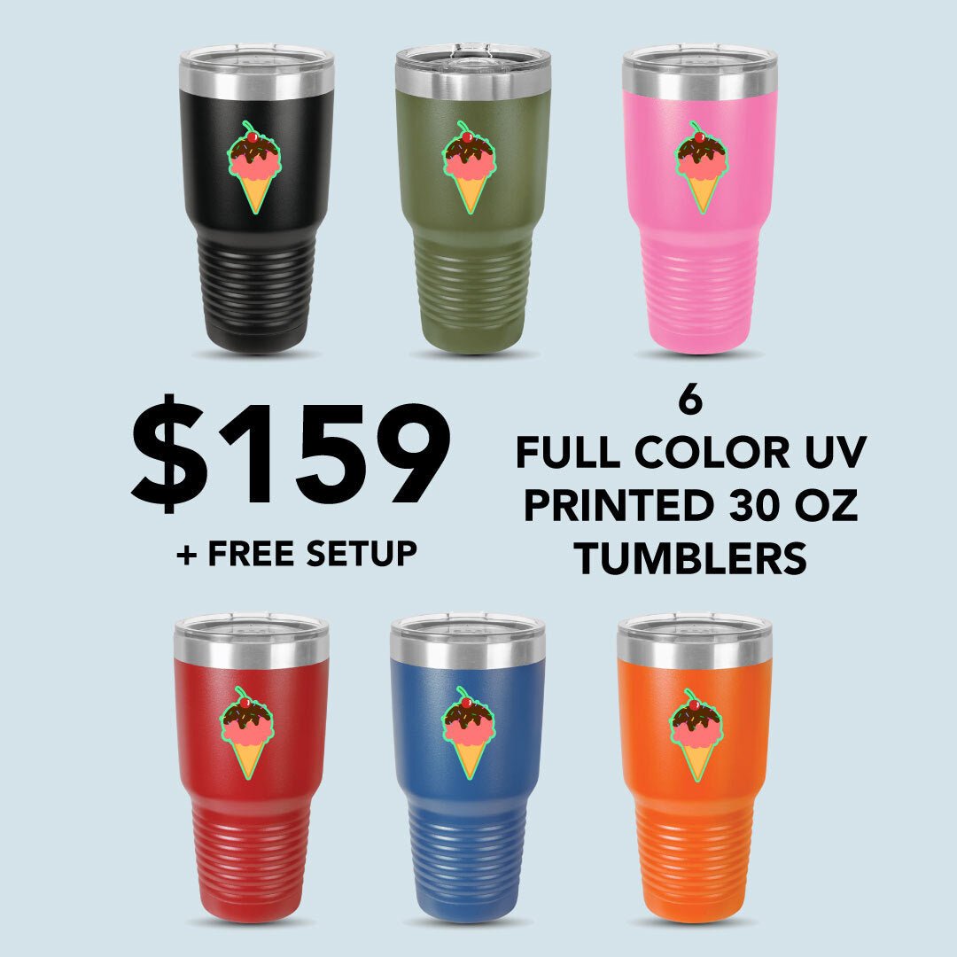 (6 Pieces) Full Color UV Printed Tumbler | 30 oz - JL Franklins