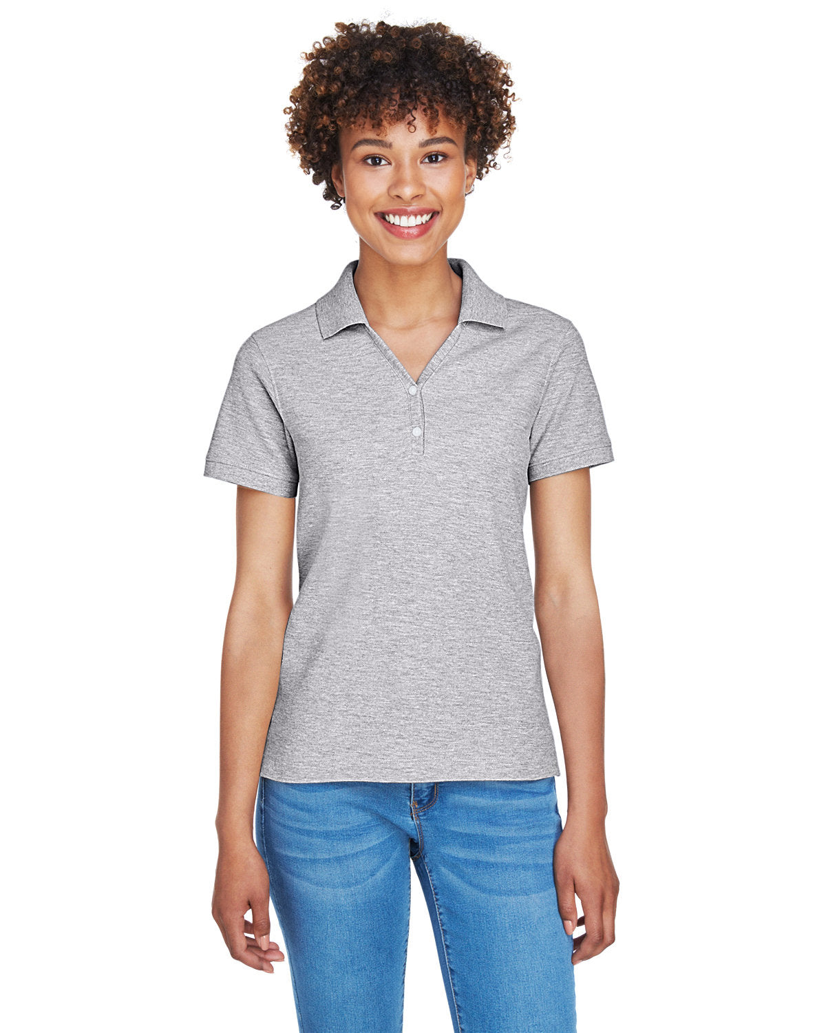 Devon & Jones Ladies Pima Pique Short-Sleeve Y-Collar Polo