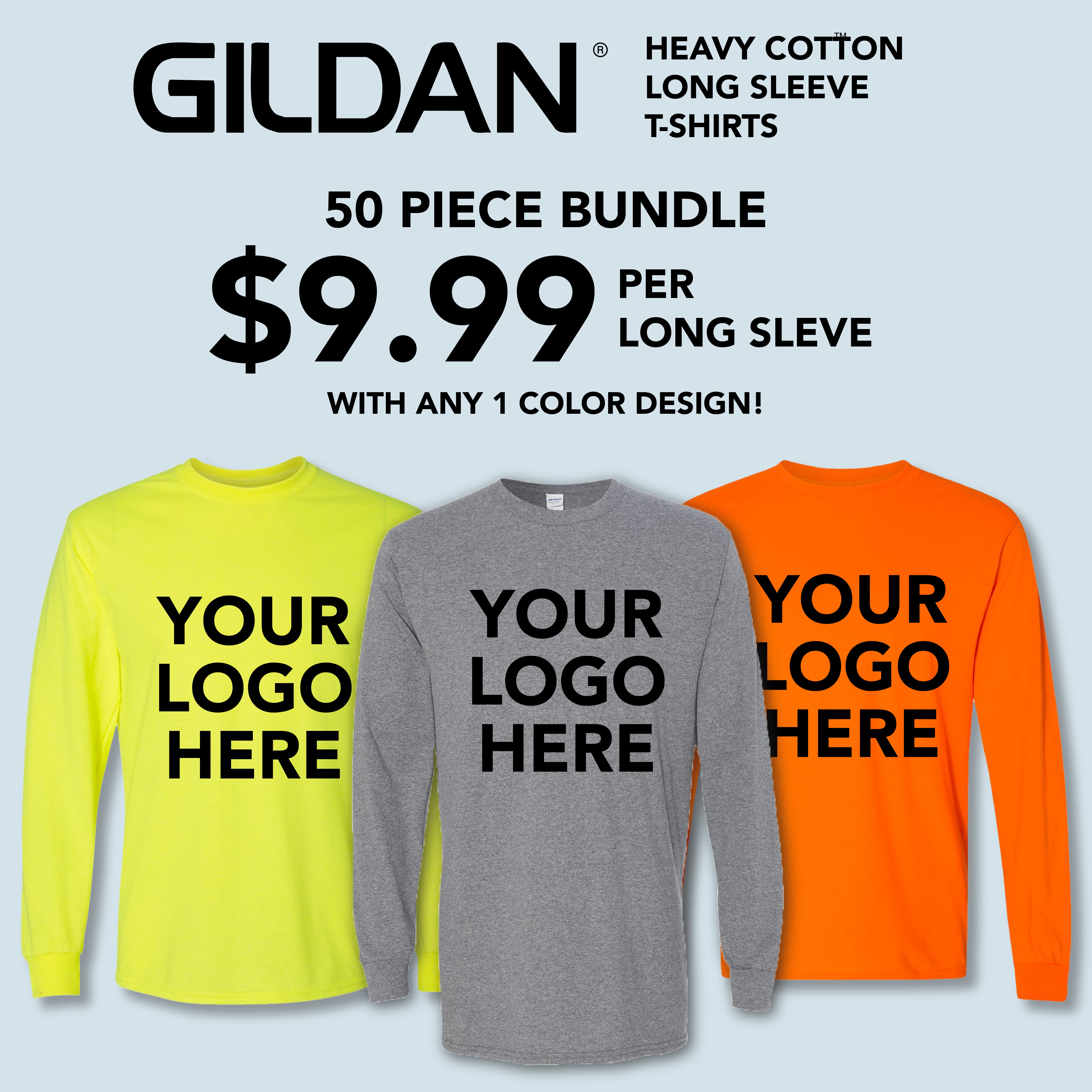 (50 Pieces) Gildan Heavy Cotton™ Long Sleeve T-Shirt - 5400 Package