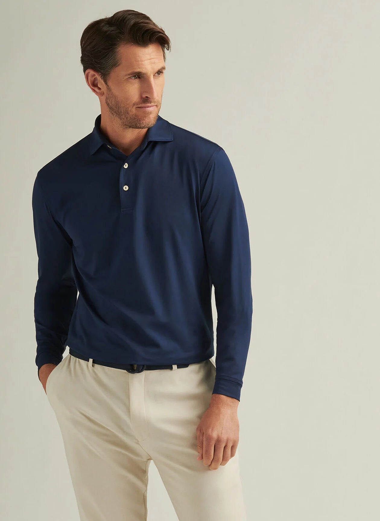 Peter Millar Solid Long Sleeve Performance Jersey Polo
