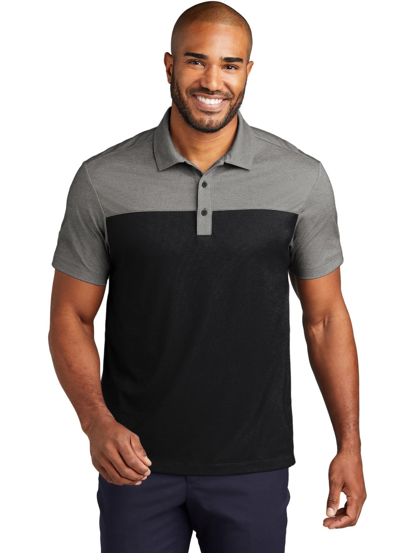 Port Authority Fine Pique Blend Blocked Polo