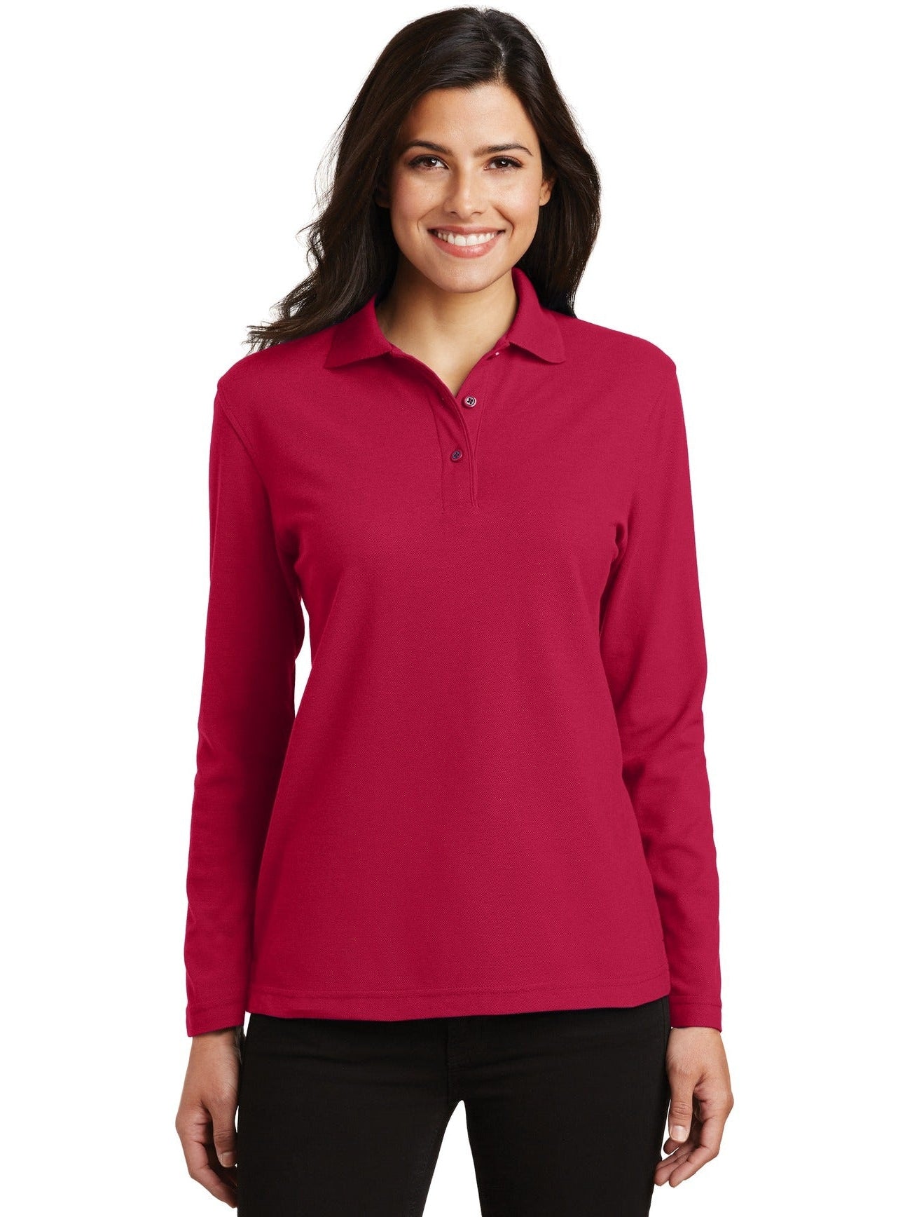 Port Authority Ladies Long Sleeve Silk Touch Polo Shirt