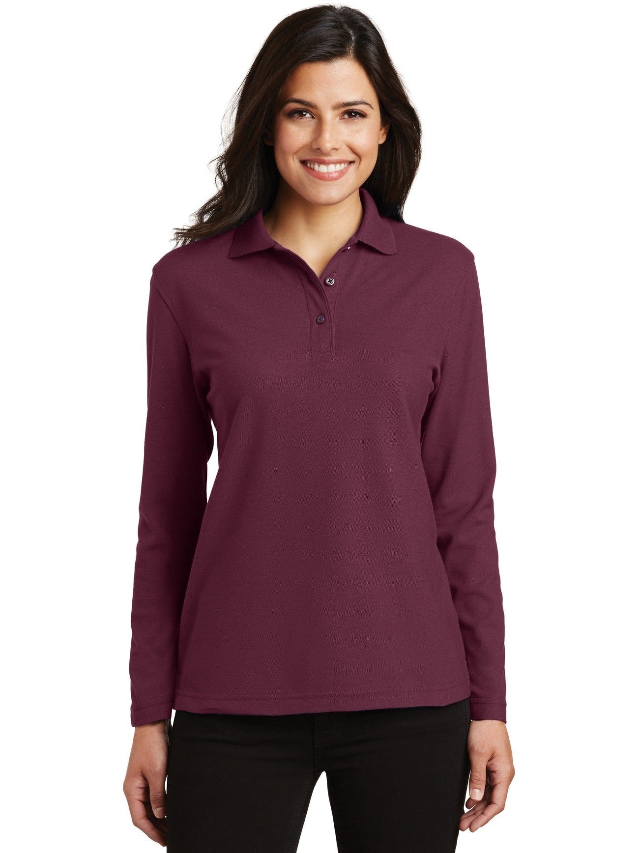 Port Authority Ladies Long Sleeve Silk Touch Polo Shirt