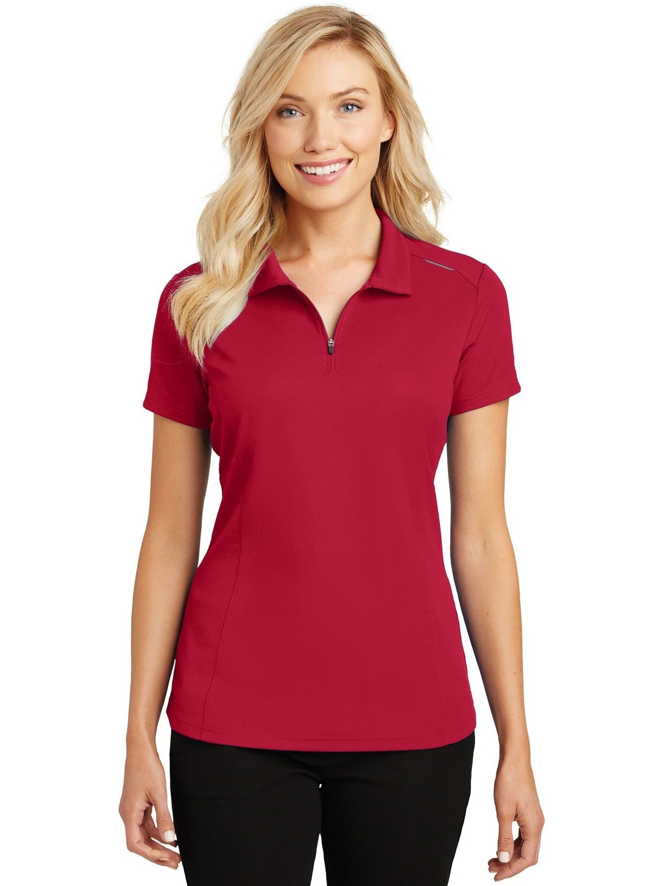 Port Authority Ladies Pinpoint Mesh Zip Polo