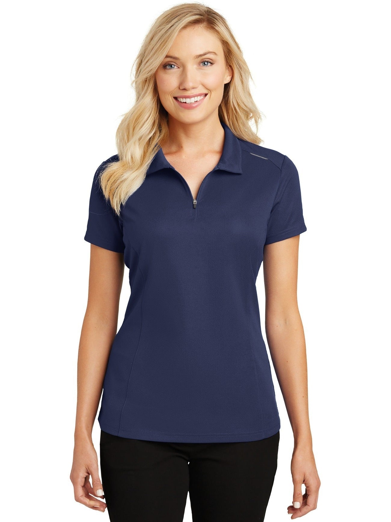 Port Authority Ladies Pinpoint Mesh Zip Polo