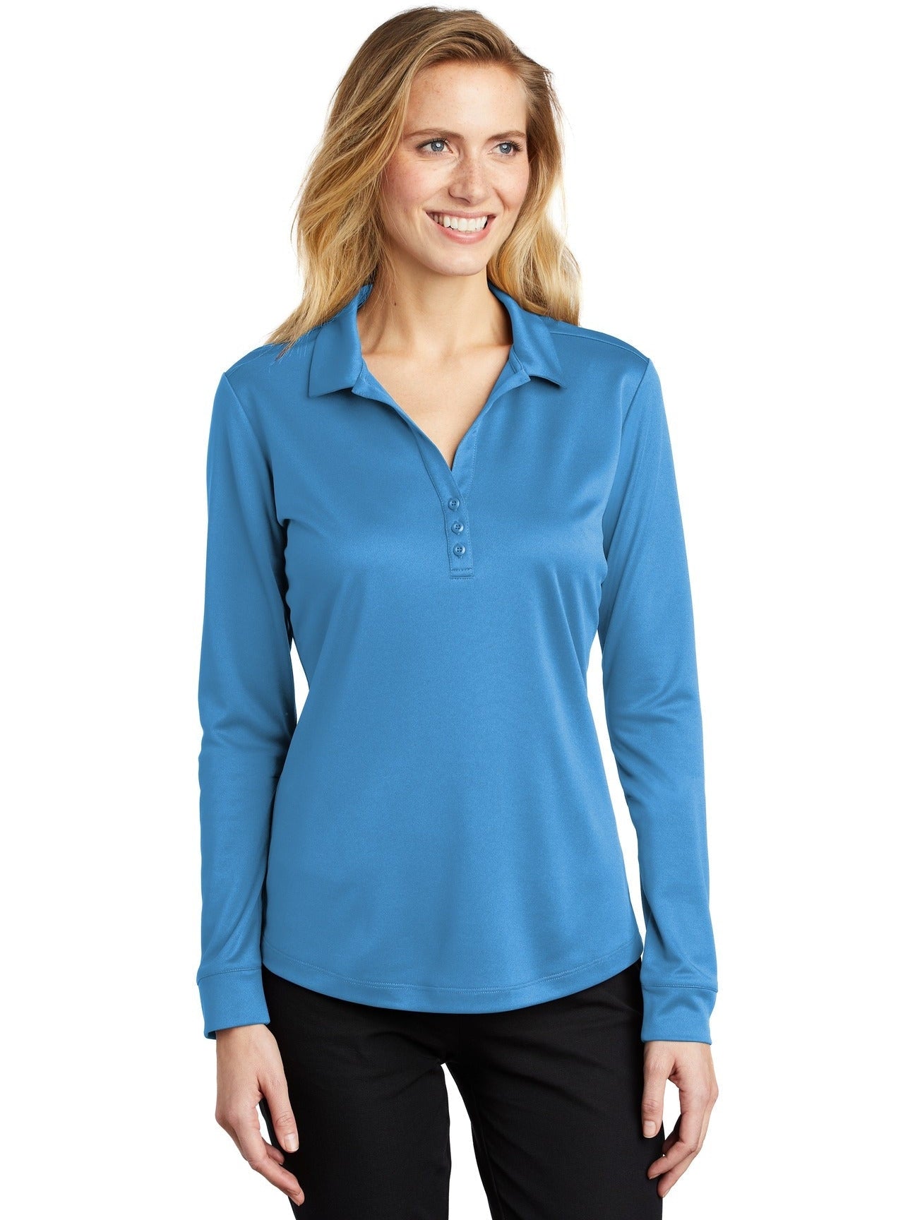 Port Authority Ladies Silk Touch Performance Long Sleeve Polo