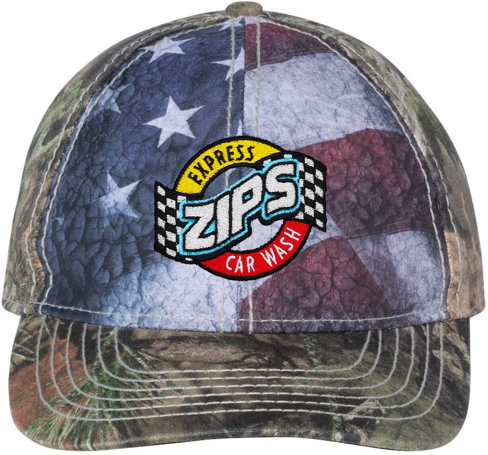 Outdoor Cap Camo with Flag Sublimated Front Panels Cap - JL Franklins